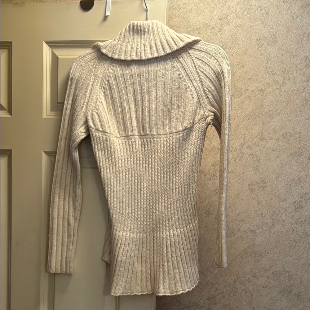 Express Cream Ribbed Cardigan - Picture 5 of 5
